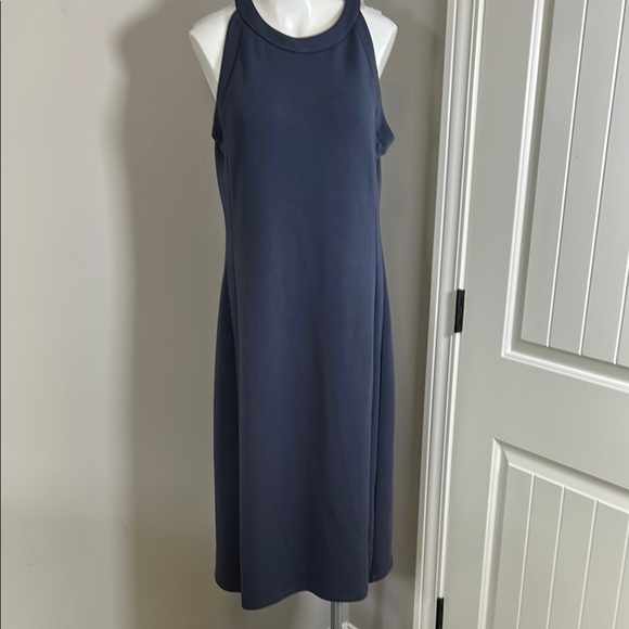 Spanx AirEssentials Tank Midi Dress Sleeveless Modal Blend Dark Storm Blue Sz L - Picture 3 of 16